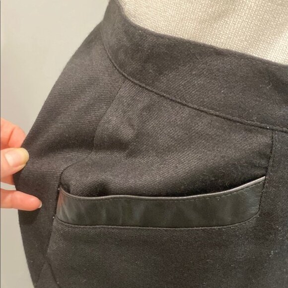 Vintage Black Wool Pencil Skirt with leather trim Size XL by Garey Petites - Picture 5 of 12